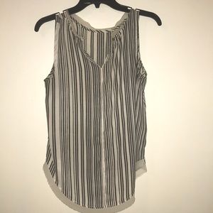 White and dark grey striped blouse